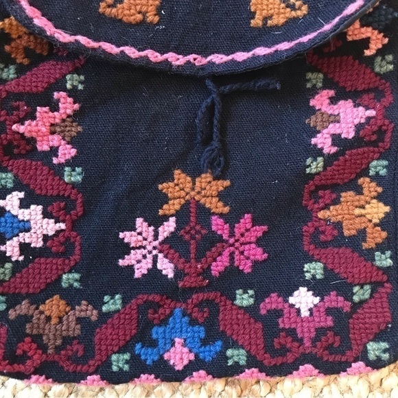 Cotton purse shoulder bag with embroidered details.  New with tags. - Picture 4 of 5